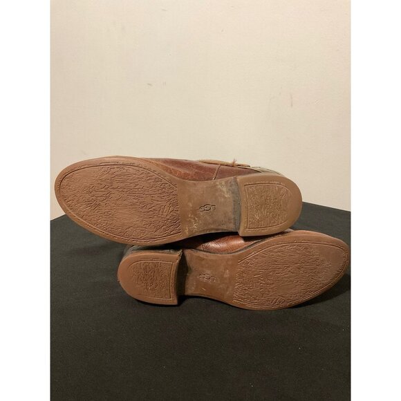 UGG Boots  Brown Leather Long Distressed sz. 7.5 - Picture 7 of 11